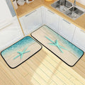 Ocean Beach Starfish Kitchen Mats and Rugs Sea Water Wave Floor Runner Area Rug Washable Carpet Perfect for Living Room Bedroom Entryway 20x28inches + 20x47inches Home Decor Gift