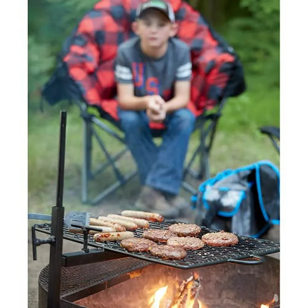 Guide Gear Campfire Grill Swivel Over Open Fire or Fire Pit, Height Adjustable w/Canvas Carry Bag