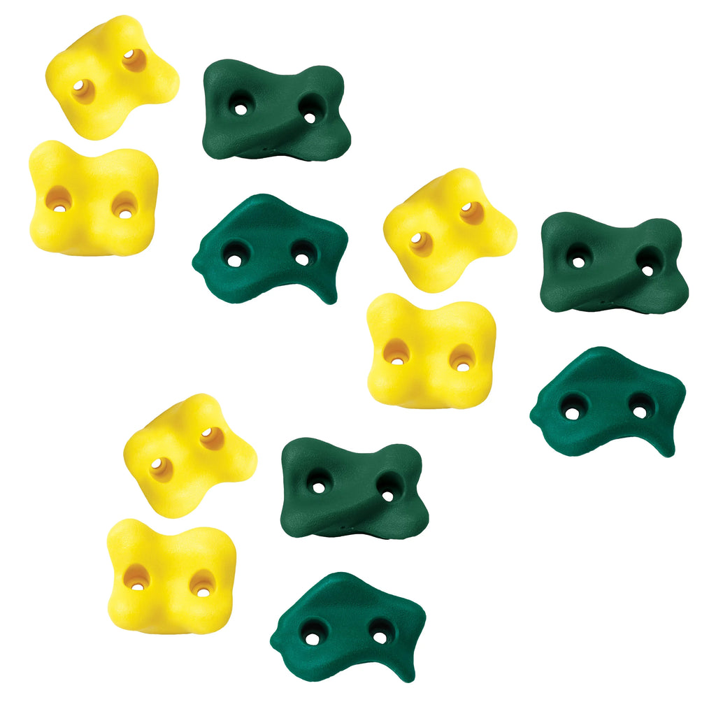 Swing--Slide Climbing Rocks - Green and Yellow (12-Pack)