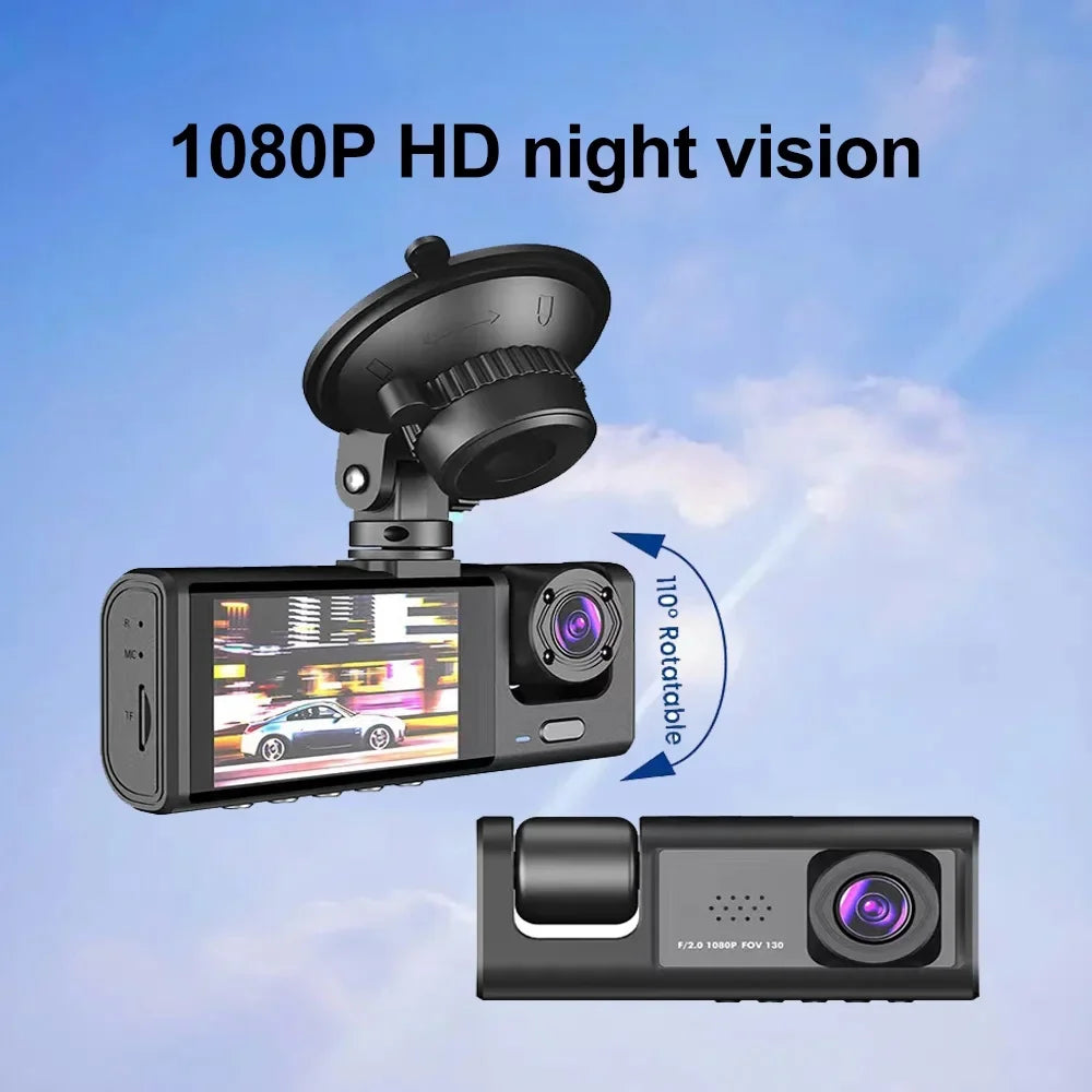 Virwir WiFi Dash Cam 1920x1080P  Front Inside and Rear Dash Cam Three Cam Car  Night Vision Loop Recording