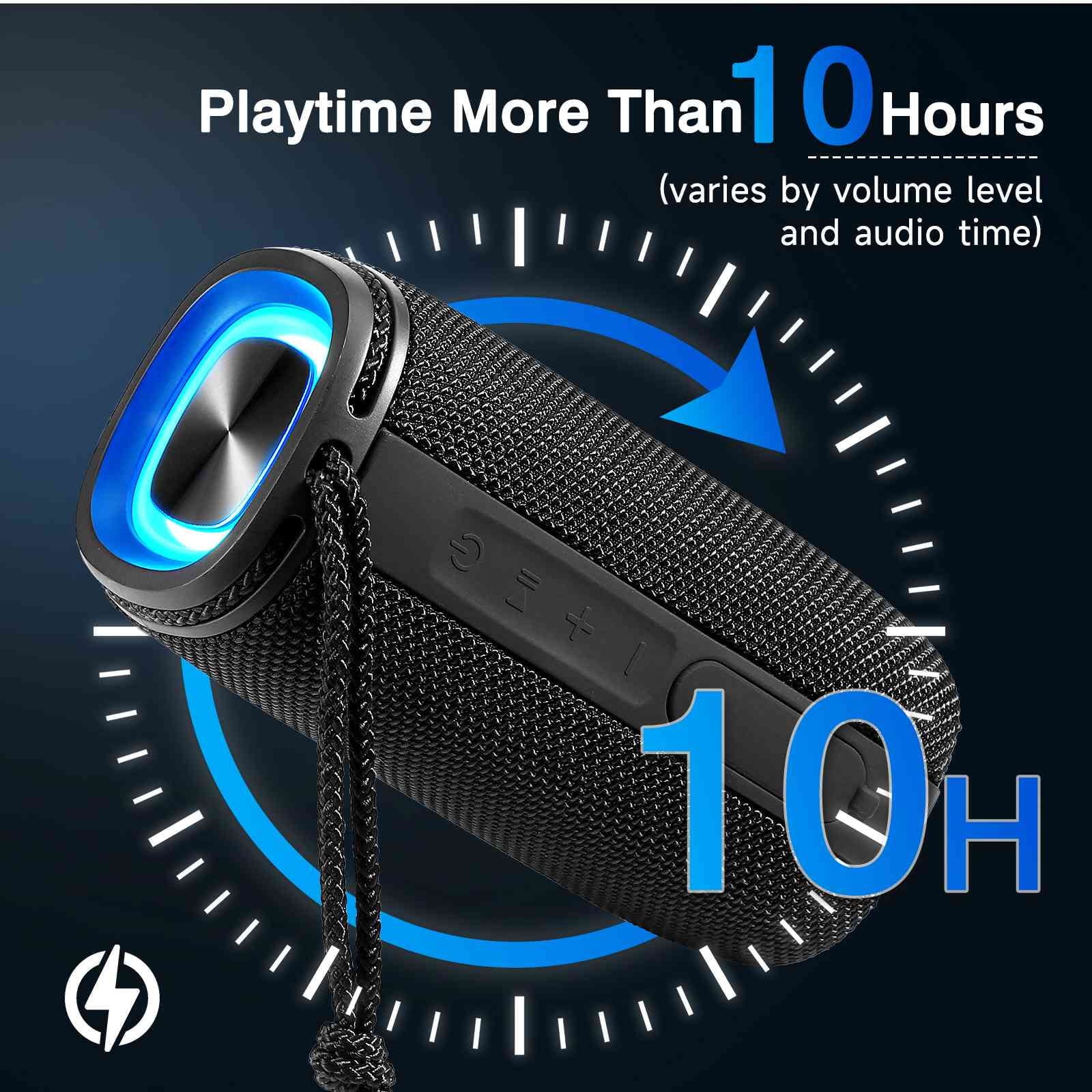 UrbanX  Bluetooth Speaker,  Waterproof Speakers 360°  Surround Sound with Punchy Bass, True Wireless Pairing, .3, Portable Speaker for  + - Black