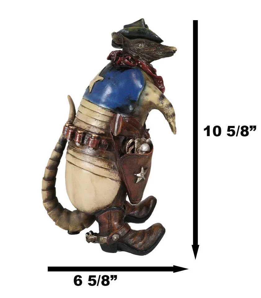 Western Rustic Texas Sherriff Cowboy Texan Armadillo Big Guns And Boots Figurine