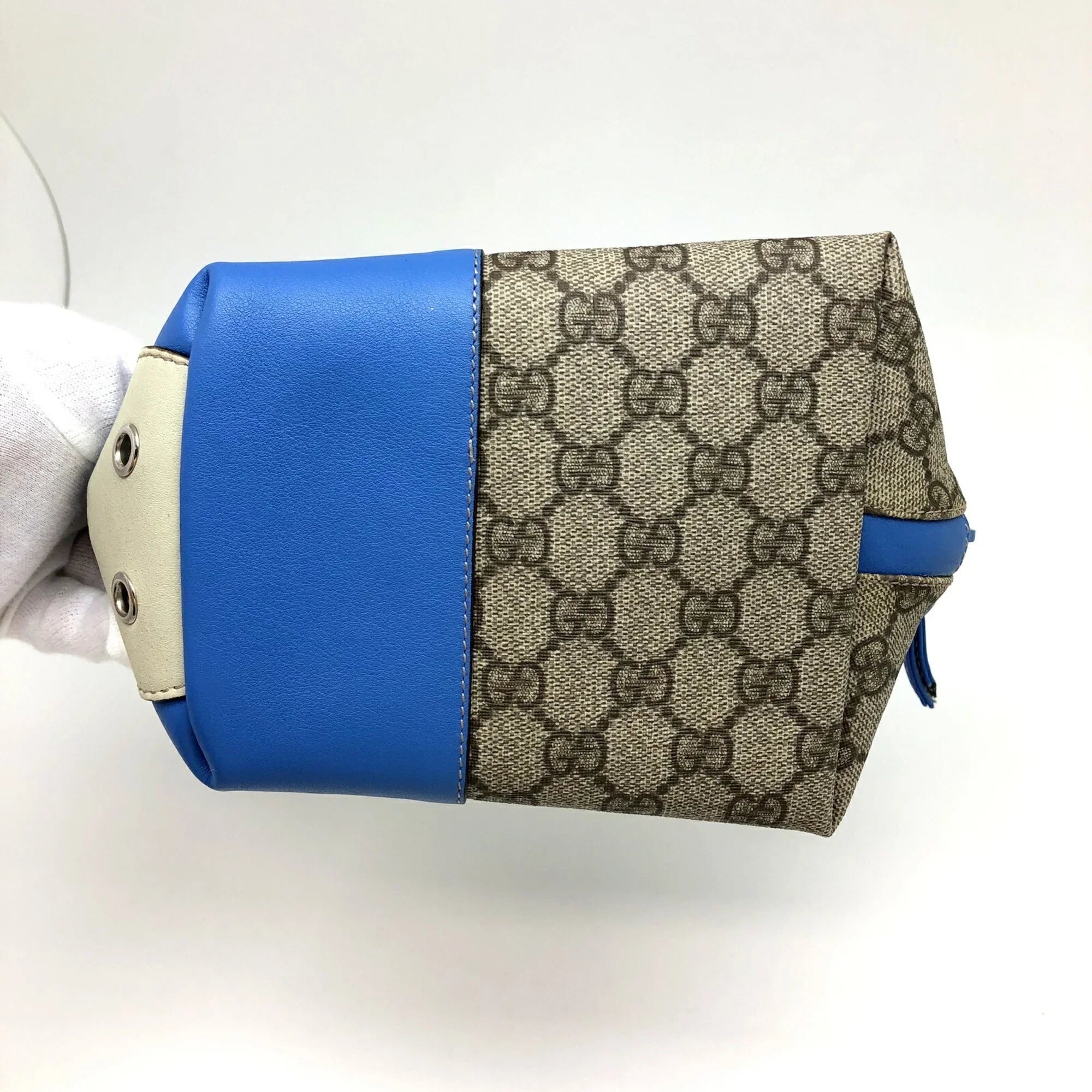 Pre-Owned  Gucci Handbag 271093  Pattern Pig Leather Beige Blue Ladies   (Good)