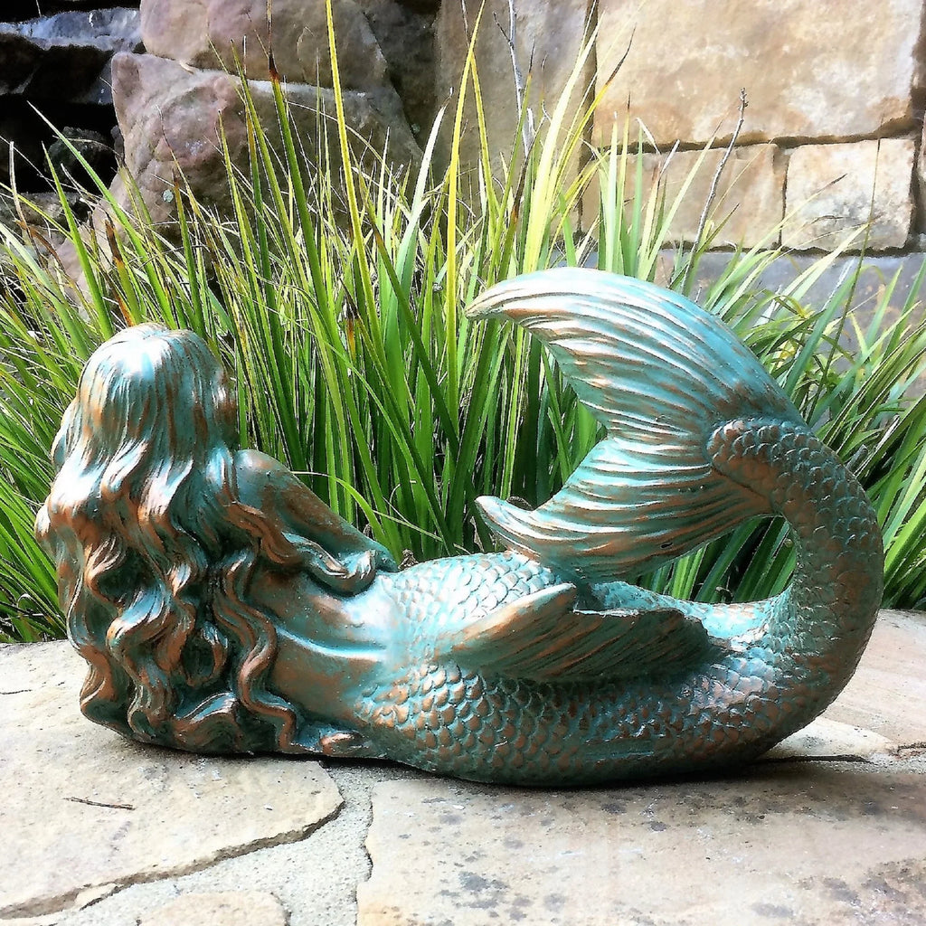 Homestyles 12 in. Bronze Patina Sexy Mermaid Nautical Beach Statue