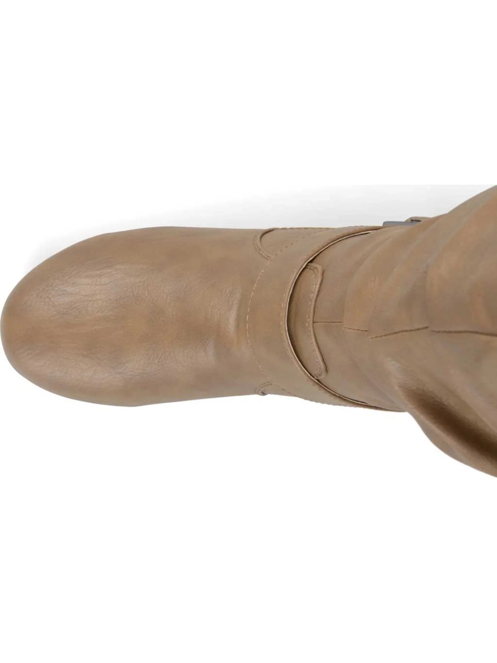 Womens Beige Buckle Accent Comfort Tiffany Round Toe Slip On Slouch Boot 9