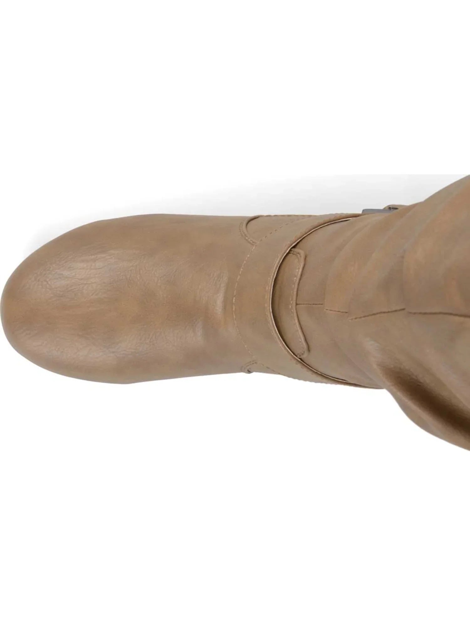 Womens Beige Buckle Accent Comfort Tiffany Round Toe Slip On Slouch Boot 9