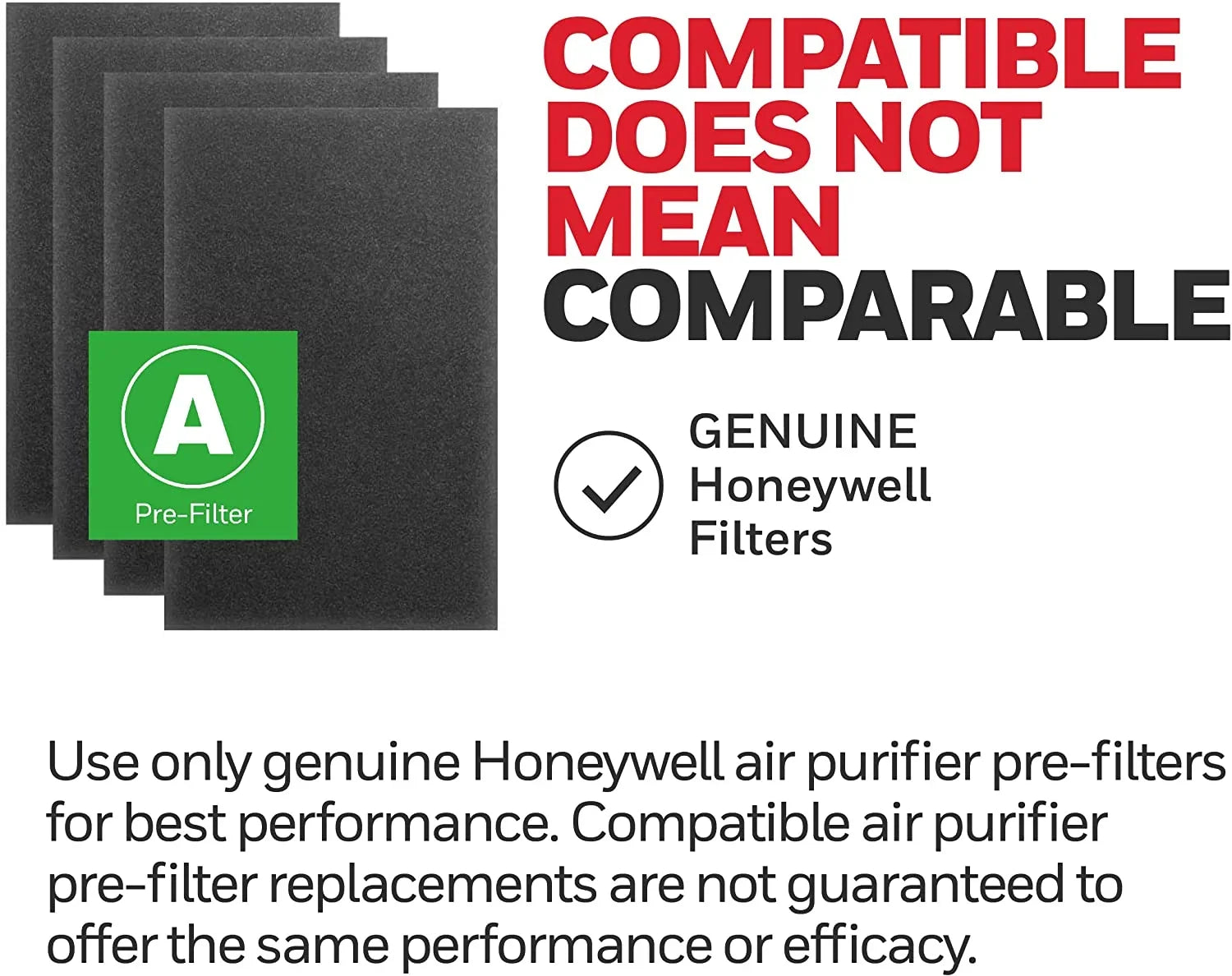 Honeywell - Pre-Cut Carbon Pre-Filter For  Series Air Purifiers - 4 Pack (Filter )