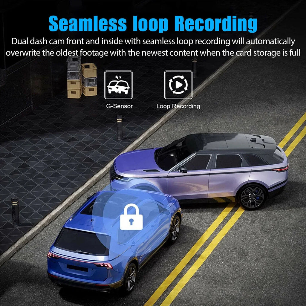 1080P Car Dual Dash Cam,  Front/Rear/Inside Dual Lens Dash Camera,  Video Recorder Camera with -sensor