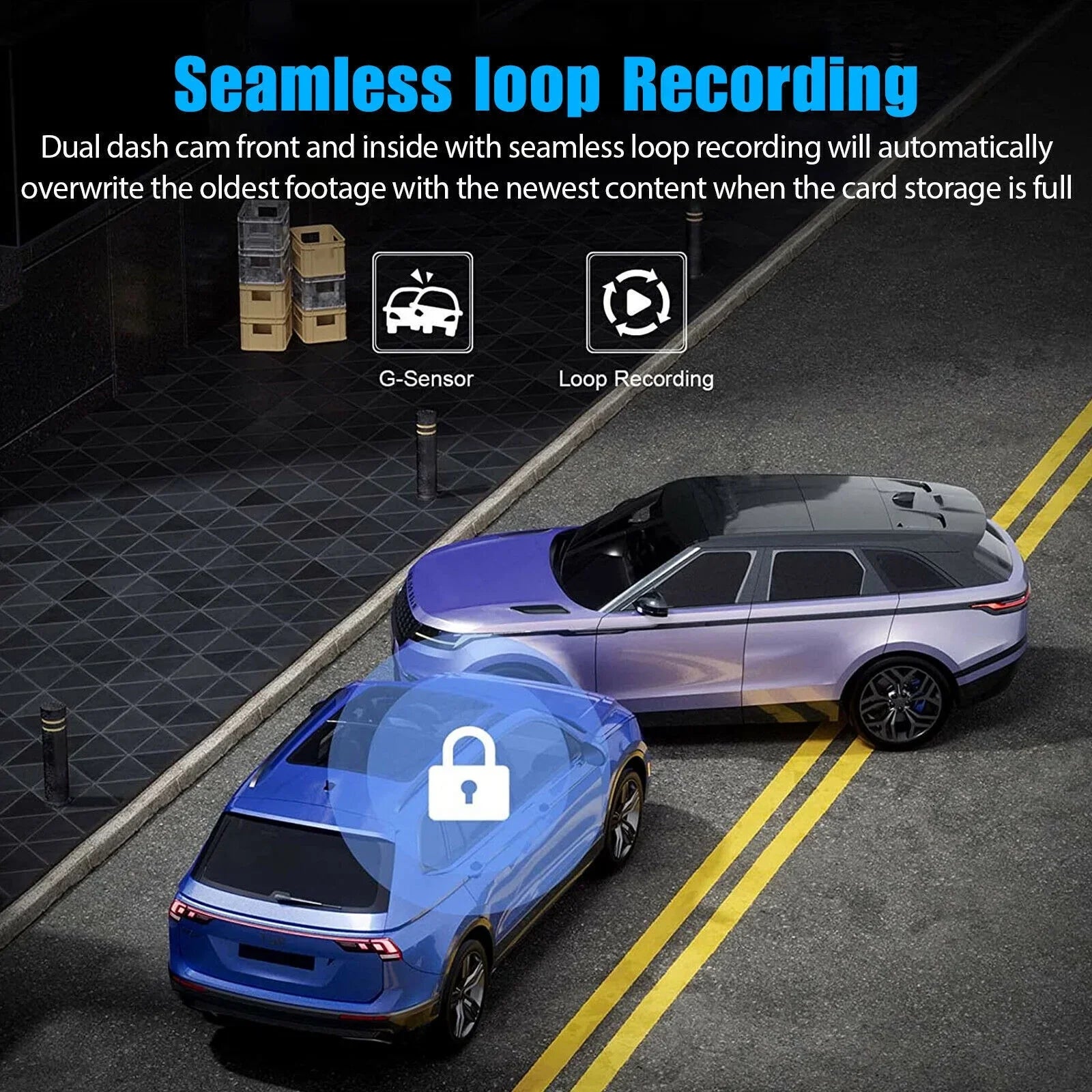 1080P Car Dual Dash Cam,  Front/Rear/Inside Dual Lens Dash Camera,  Video Recorder Camera with -sensor