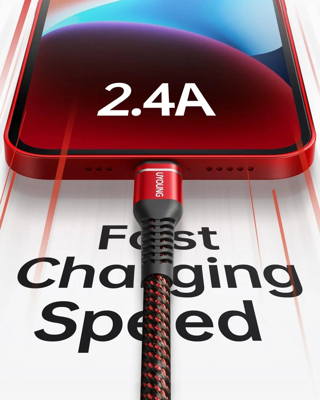 10 ft Long iPhone Charger Cord 3Pack 10 Foot Red Unbreakable  Fast iPhone Charging Nylon Braided Charger Cord Compatible with iPhone 11//// Max/8/7/6/5S/, iPad Pro/Mini/Air(Red)
