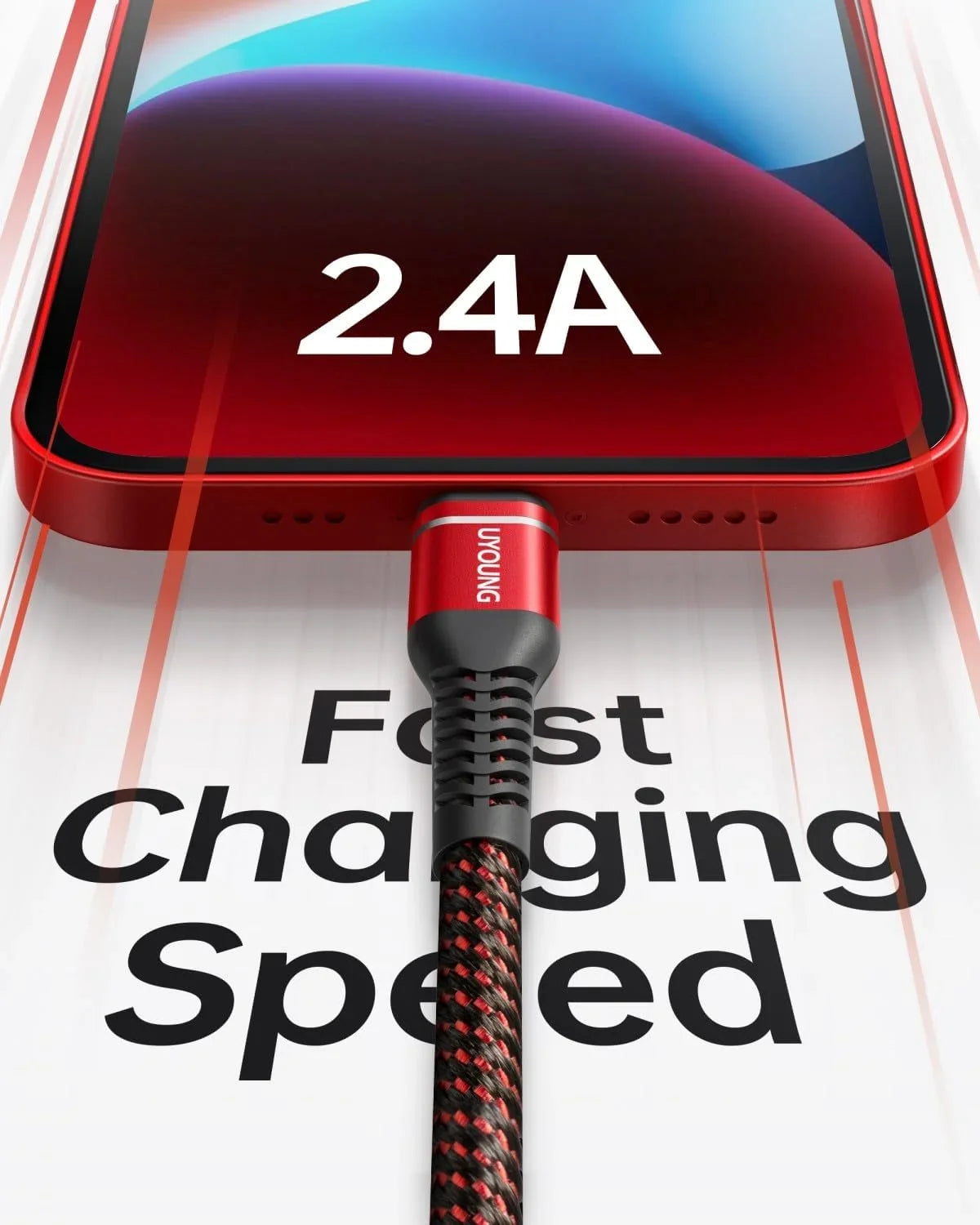 10 ft Long iPhone Charger Cord 3Pack 10 Foot Red Unbreakable  Fast iPhone Charging Nylon Braided Charger Cord Compatible with iPhone 11//// Max/8/7/6/5S/, iPad Pro/Mini/Air(Red)