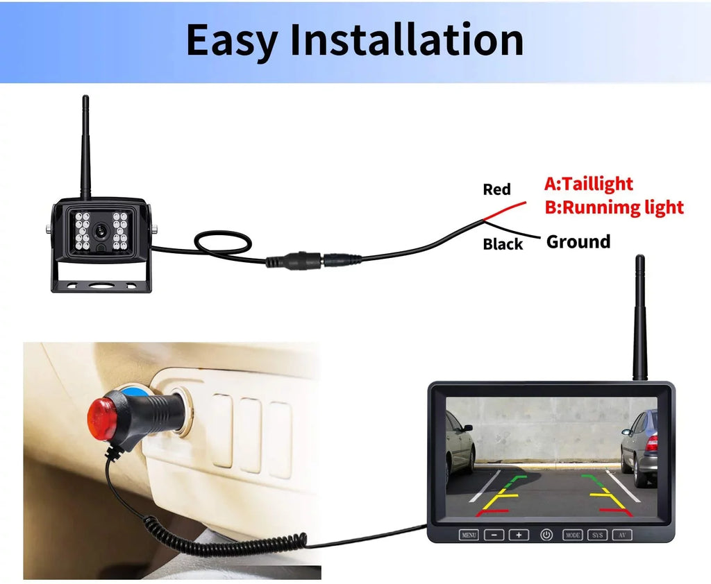 Wireless Backup Camera with 7-inch  Dual/Quad Split Touch Monitor,  Waterproof  1080P Wireless 2 Rear View Side View Camera System for  Trailer Truck 5th Wheel,