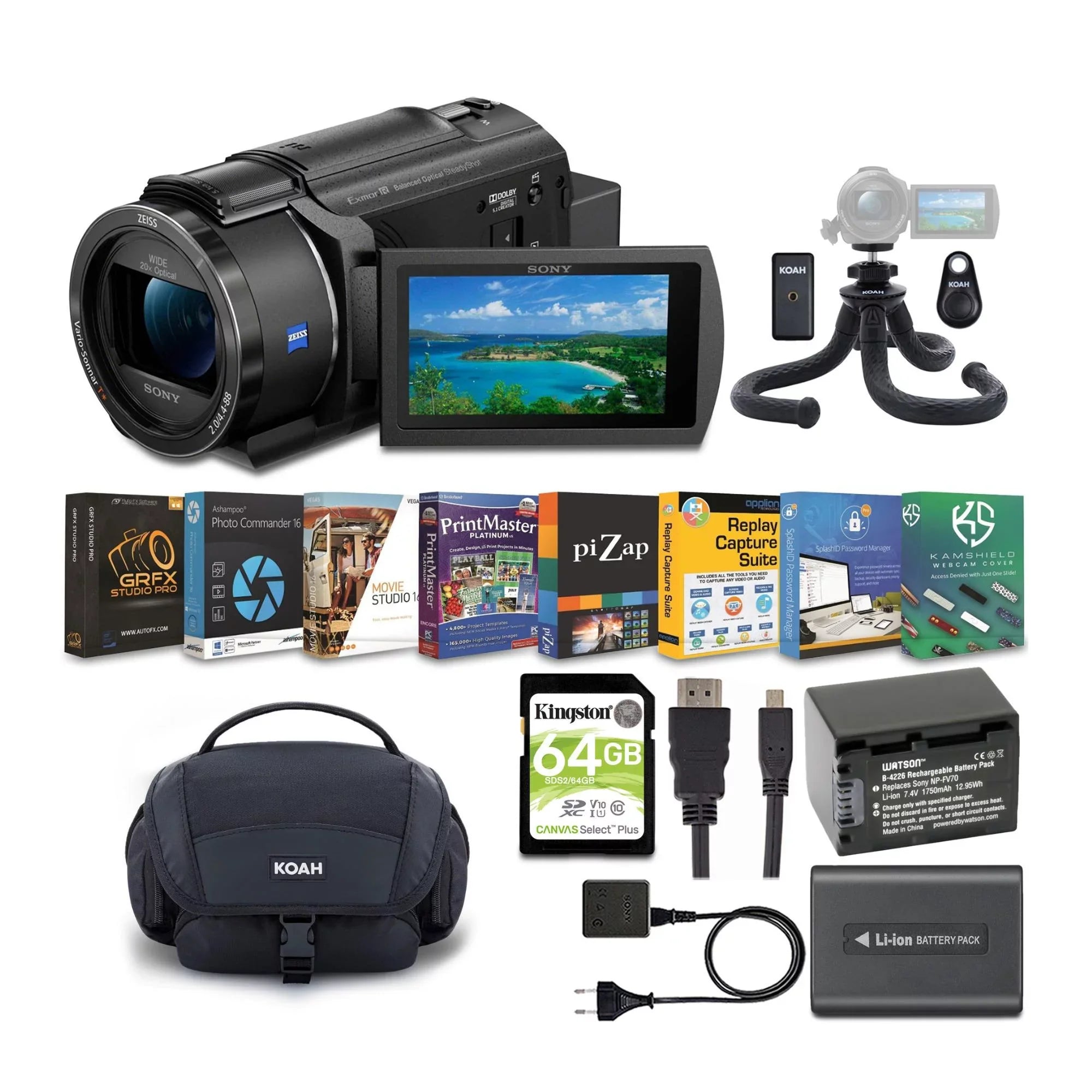 Sony - 4K  Handyman Camcorder with Bag, Tripod and Accessory Bundle