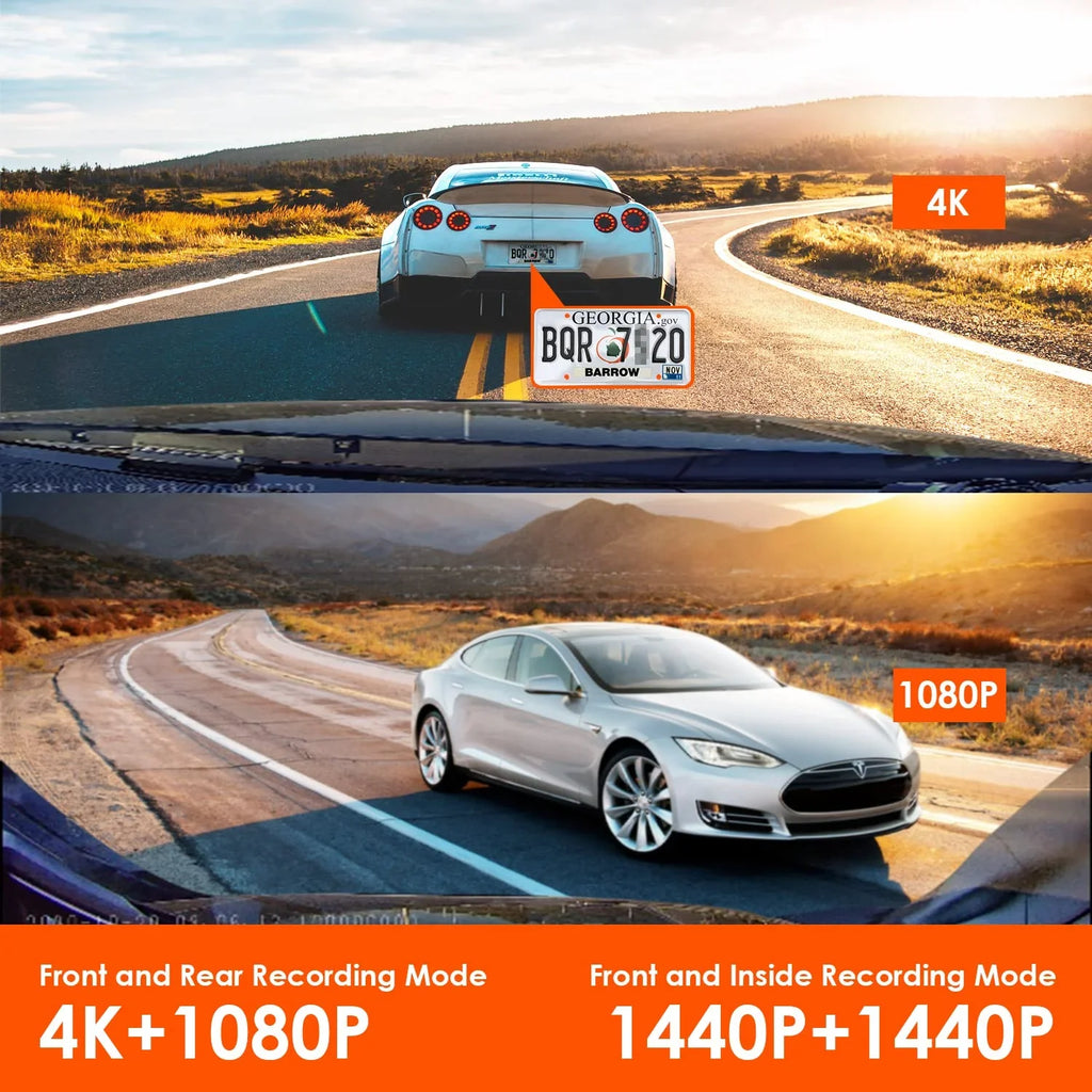 Vantrue  3 Channel 4K Dash Cam, 4K+1080P Front and Rear, 1440P+1440P Front and Inside, 1440P+1440P+1080P Three Way Triple Car Camera,  Night Vision, 24 Hours Parking Mode, Support 512GB Max