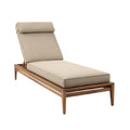 Modern Adjustable Outdoor Chaise Lounge with Wooden Frame and Cushioned Seat
