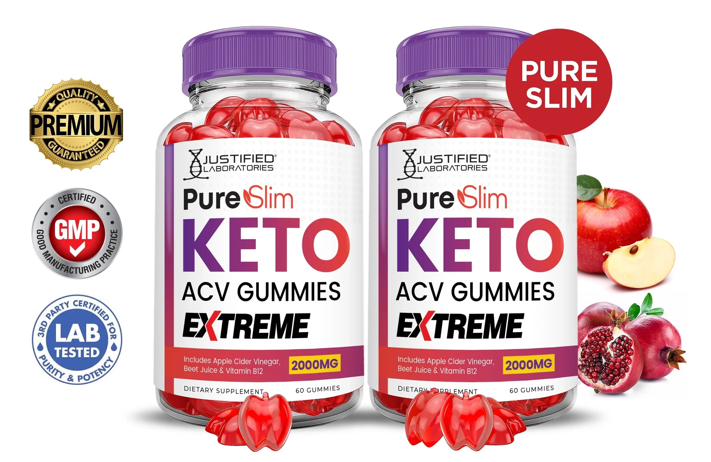 (2 Pack) Pure Slim Keto Extreme  Gummies 2000mg Dietary Supplement 120 Gummys