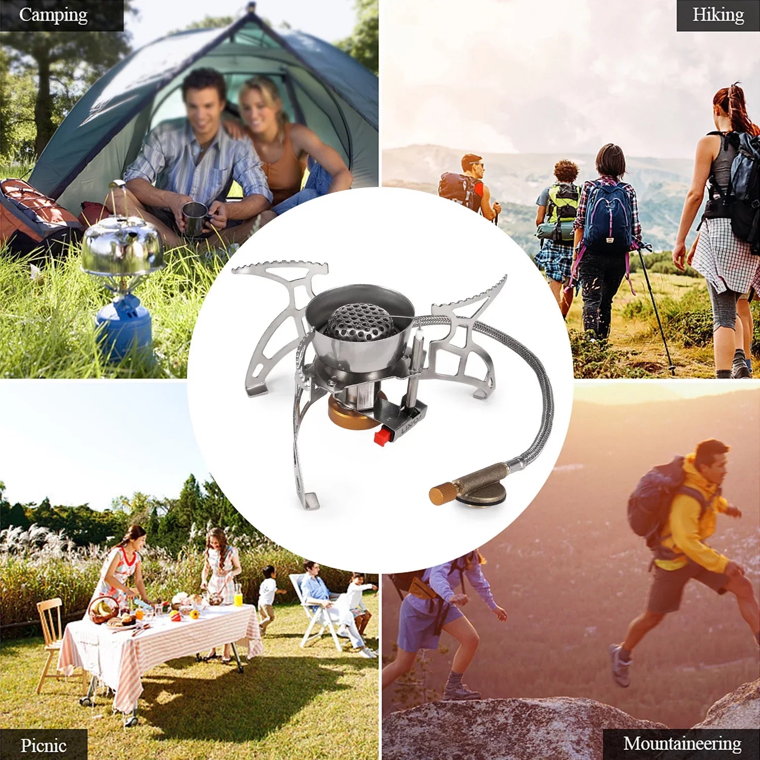 Lixada Windproof Backpacking Stove, Portable Cooking Stove for Outdoor Adventures