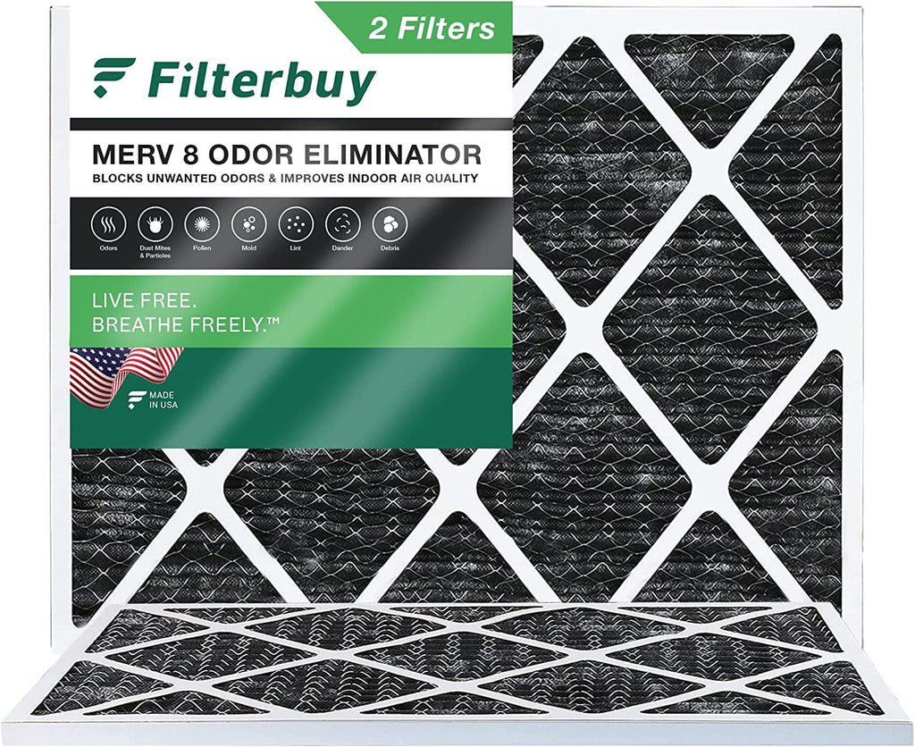Filterbuy 22x24x1  8 Odor Eliminator Pleated   Furnace Air Filters with Activated Carbon (2-Pack)