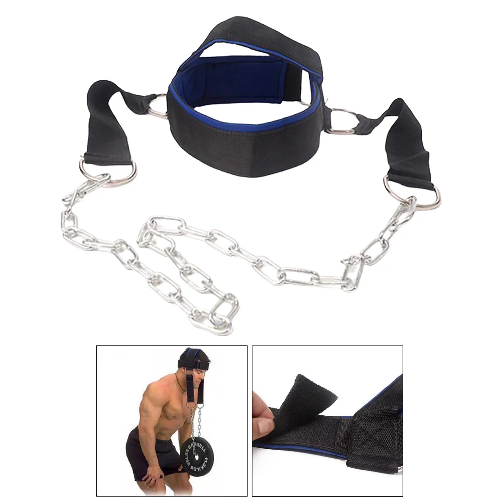 Head Harness Neck Strength Head Strap Weight Lifting Exercise Fitness Belt Workout for Boxing  Strong Neck Steel Chain Exerciser Strengthener