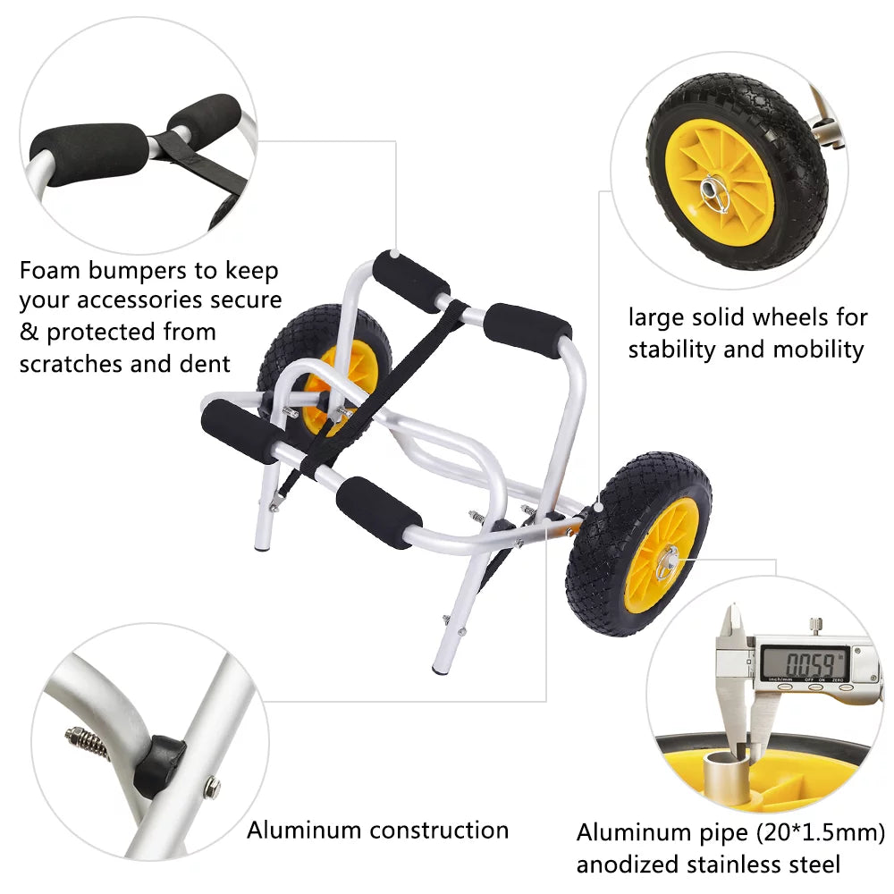 Ktaxon Aluminum Alloy Canoeing Trailer Cart Kayak Dolly Boat Canoe Trolley with Wheels
