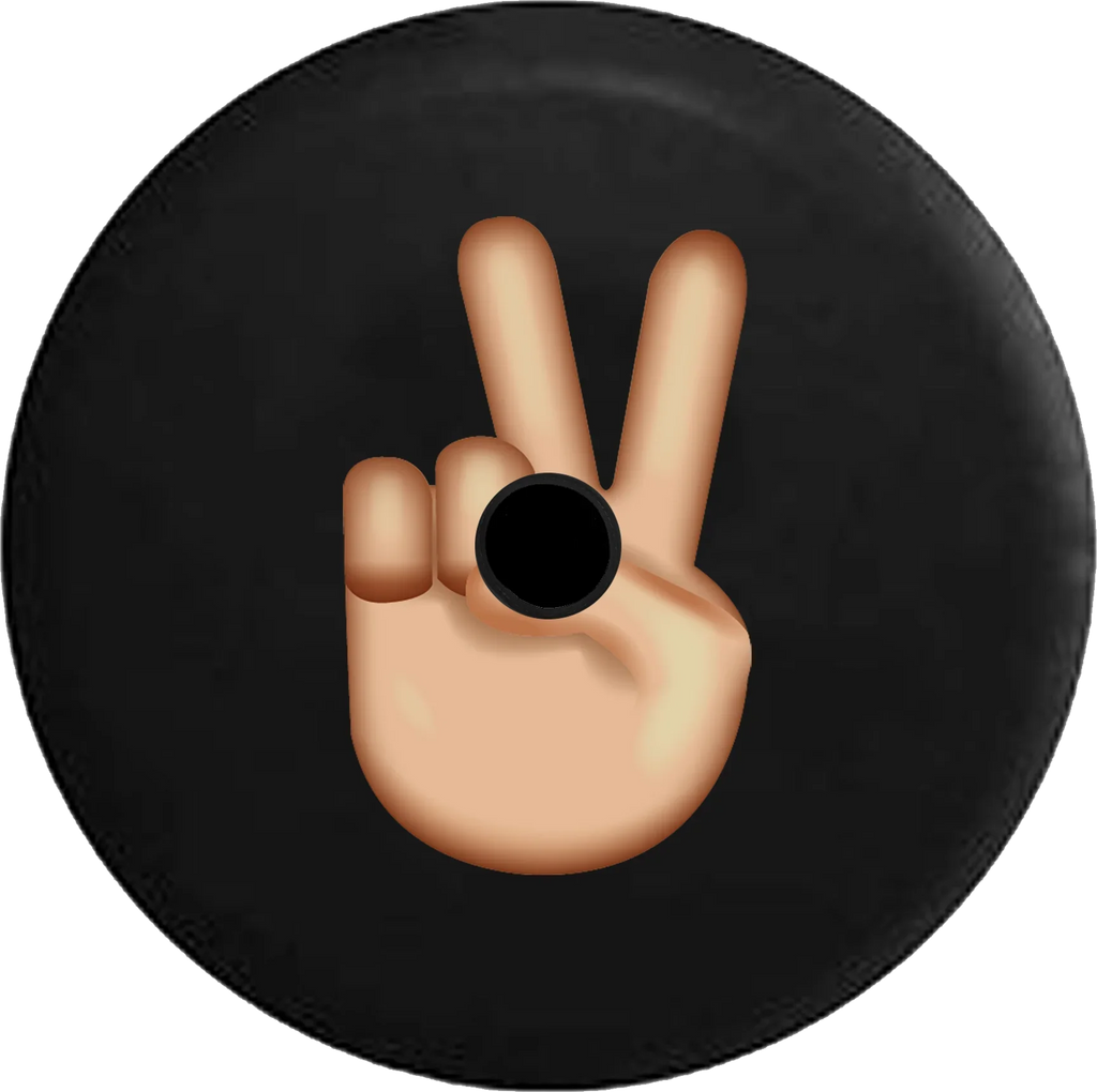 2018 2019 Wrangler  Backup Camera Peace Sign Fingers Text Emoji Spare Tire Cover for Jeep  33 Inch