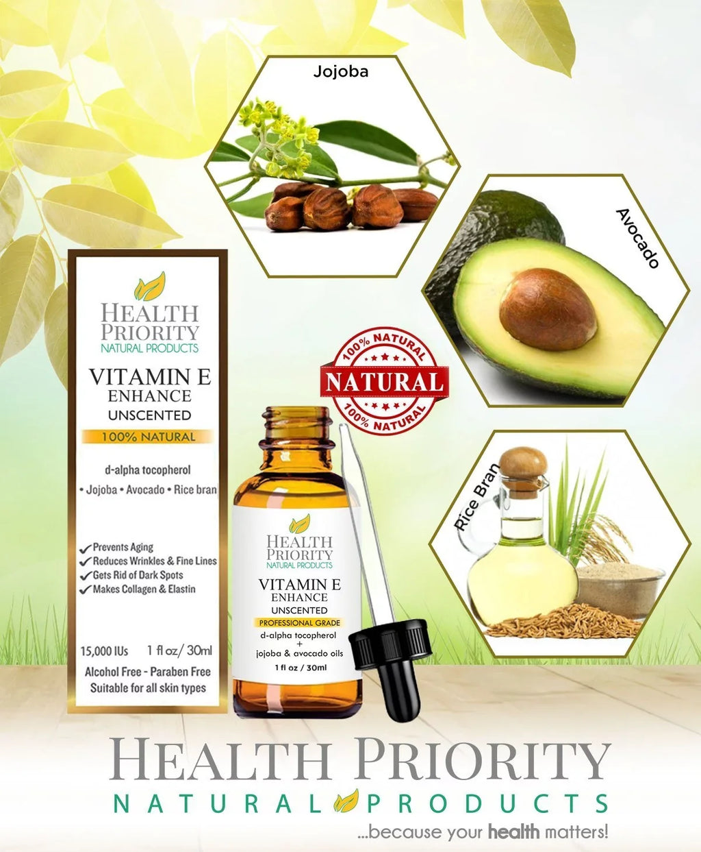 Organic Vitamin  Oil - Small Batch, Handmade in the  - Unscented, 0.5 oz