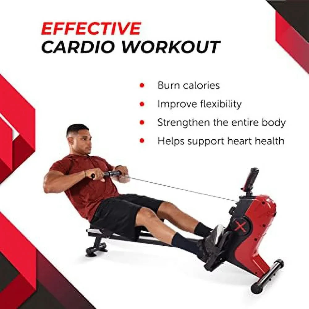 Magnetic Rower - Rower Machine With Workout App - Rowing Machine With Magnetic Resistance For Home Gym Fitness - Up To 250 Lbs Weight Capacity