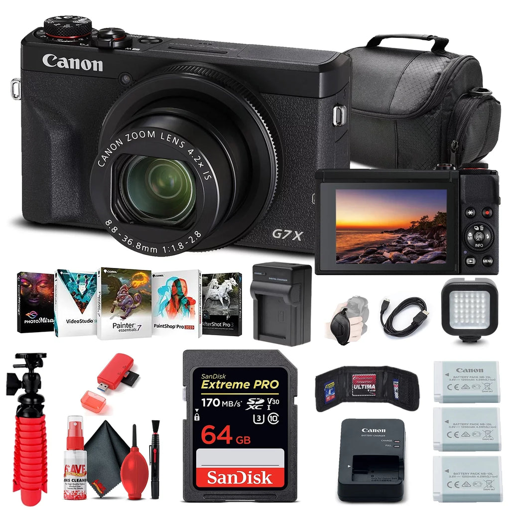 Canon PowerShot   Mark  Digital Camera (3637C001) + 64GB Card + More