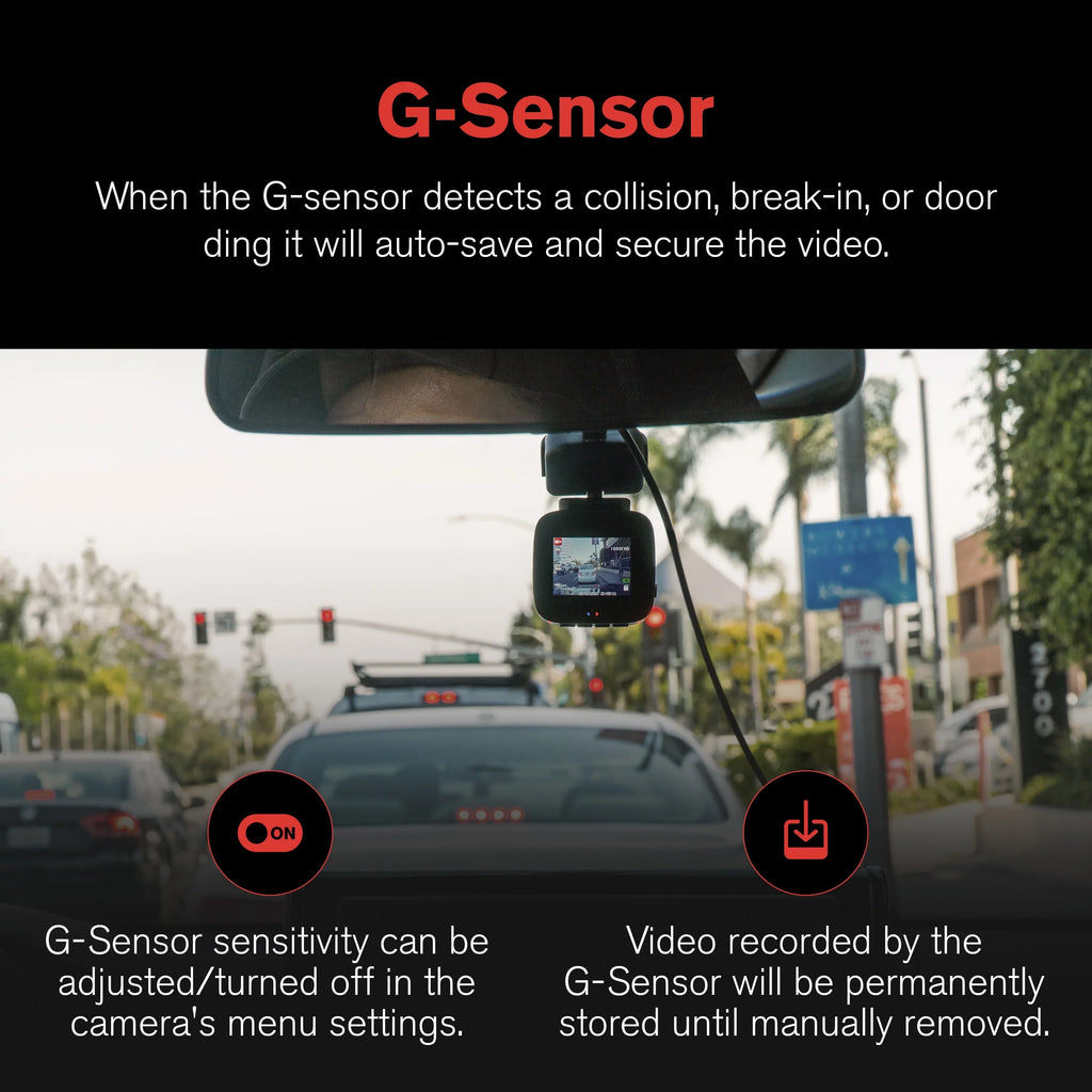 1080p Roadcam with App, 140 Degree Wide Angle Lense, 2.4"  Screen, -Sensor Technology with Park and Record Mode, Loop Recording