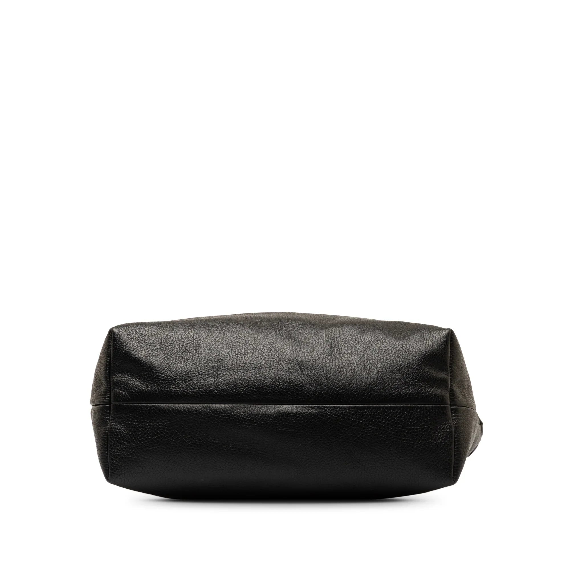 Pre-Owned Authenticated Gucci Bamboo Tassel Tote Calf Leather Black Tote Bag Unisex (Good)