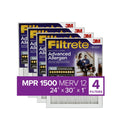 Filtrete 24x30x1 Air Filter,  1500  12, Advanced Allergen Reduction, 4 Filters