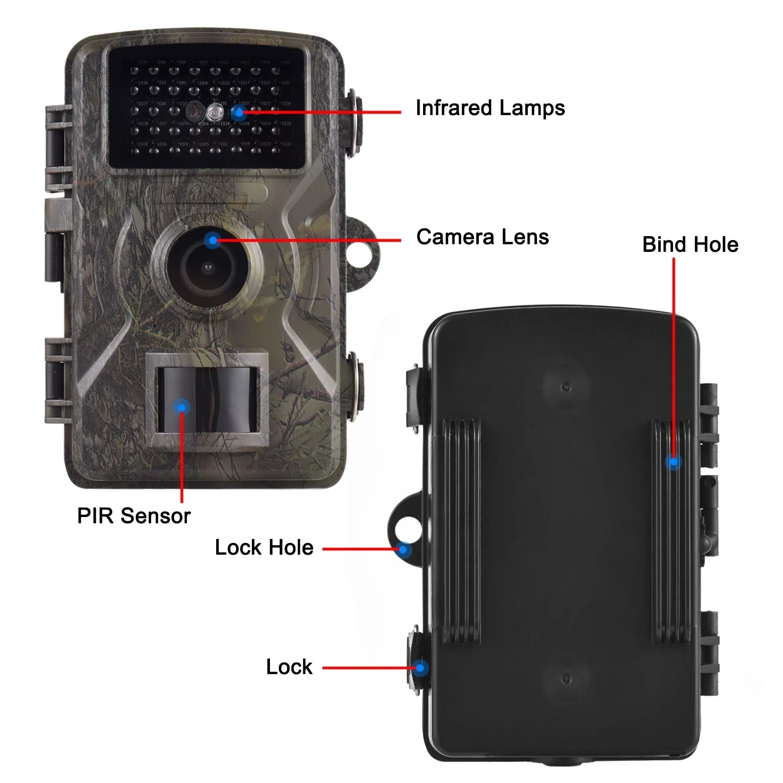 1080P Trail 16MP Wildlife Tracking with 2.0 Inch  Color Screen 0.8s Trigger Time Supports Infrared Night Vision Motion Activated  Waterproof
