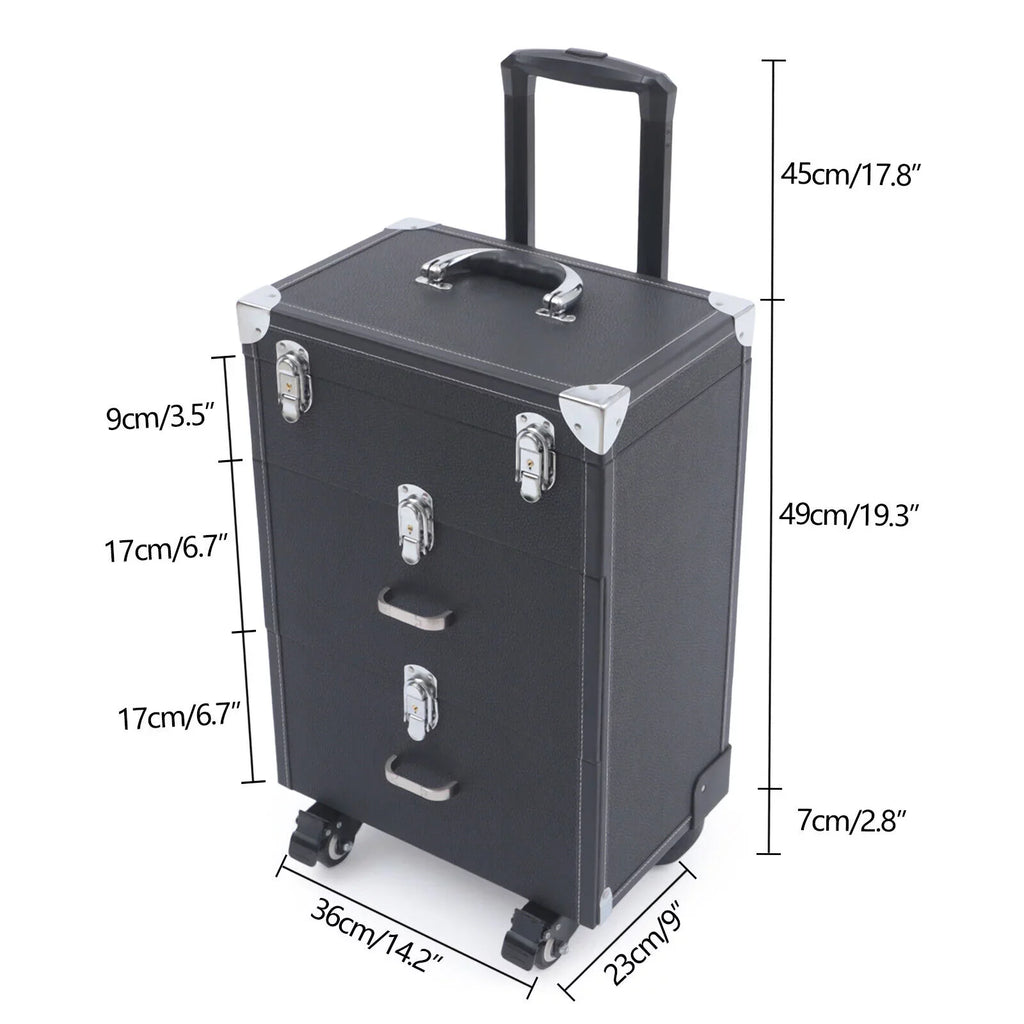 Nail Polish Storage box Travel Makeup Rolling Organizer Cosmetics Train Case with Wheels