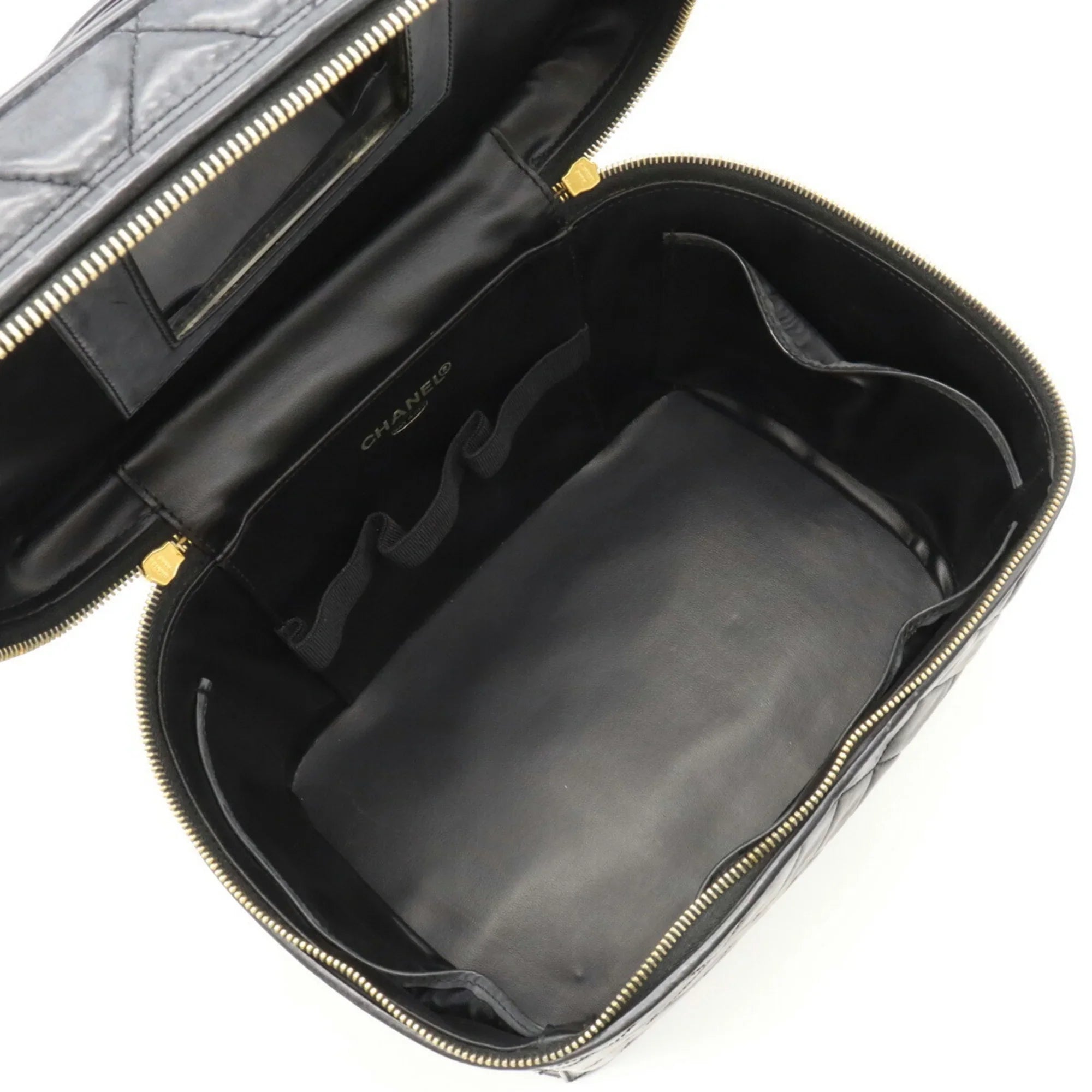 Pre-Owned  Chanel Matelasse Coco Mark Vanity Bag Handbag Shoulder Leather Black (Fair)