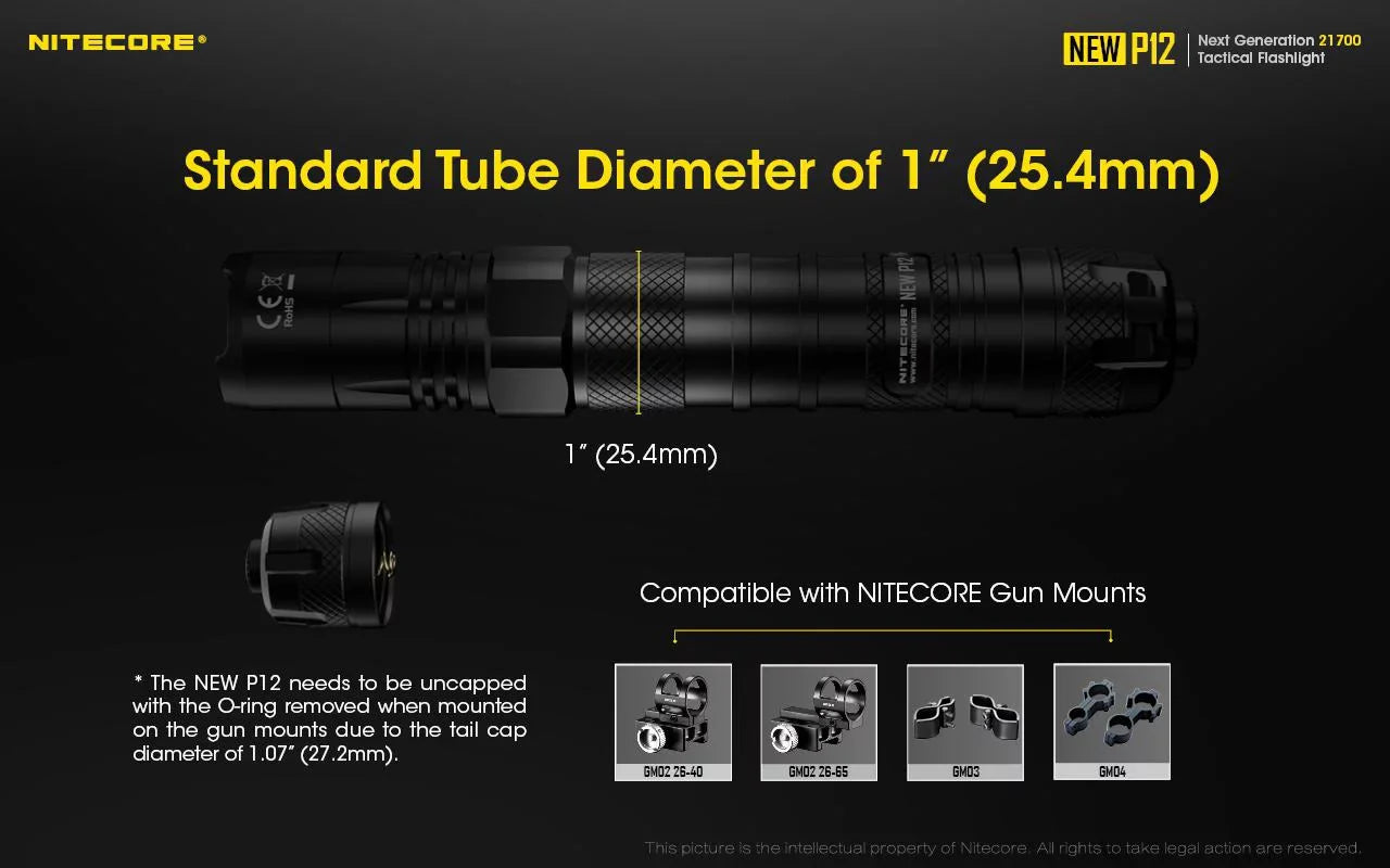 Combo: Nitecore New  Version Tactical  Flashlight -  -   - 1200 Lumens w/ Pressure Switch