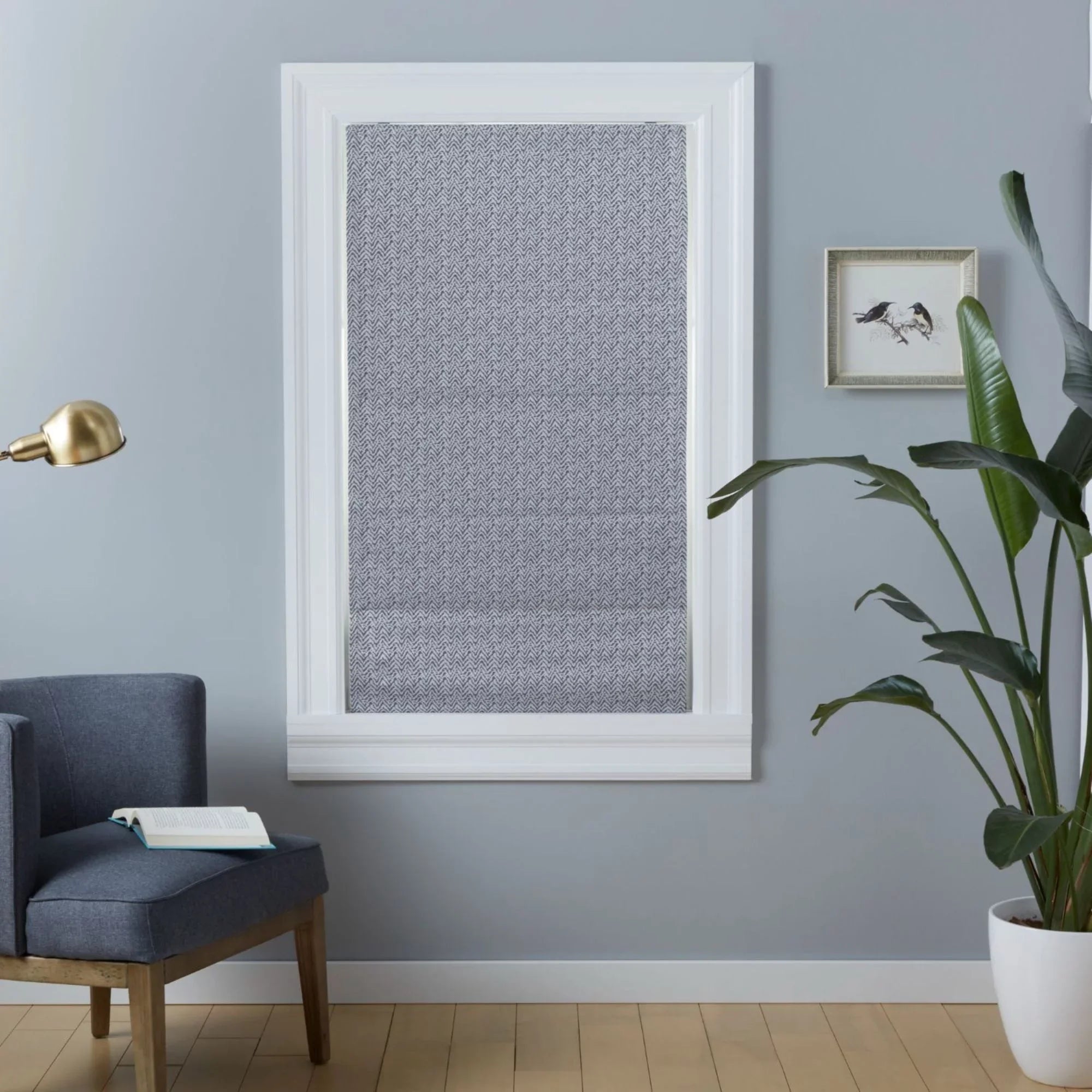 Exclusive Home Esme Total Blackout Roman Shade, 23"x64", Dark Grey