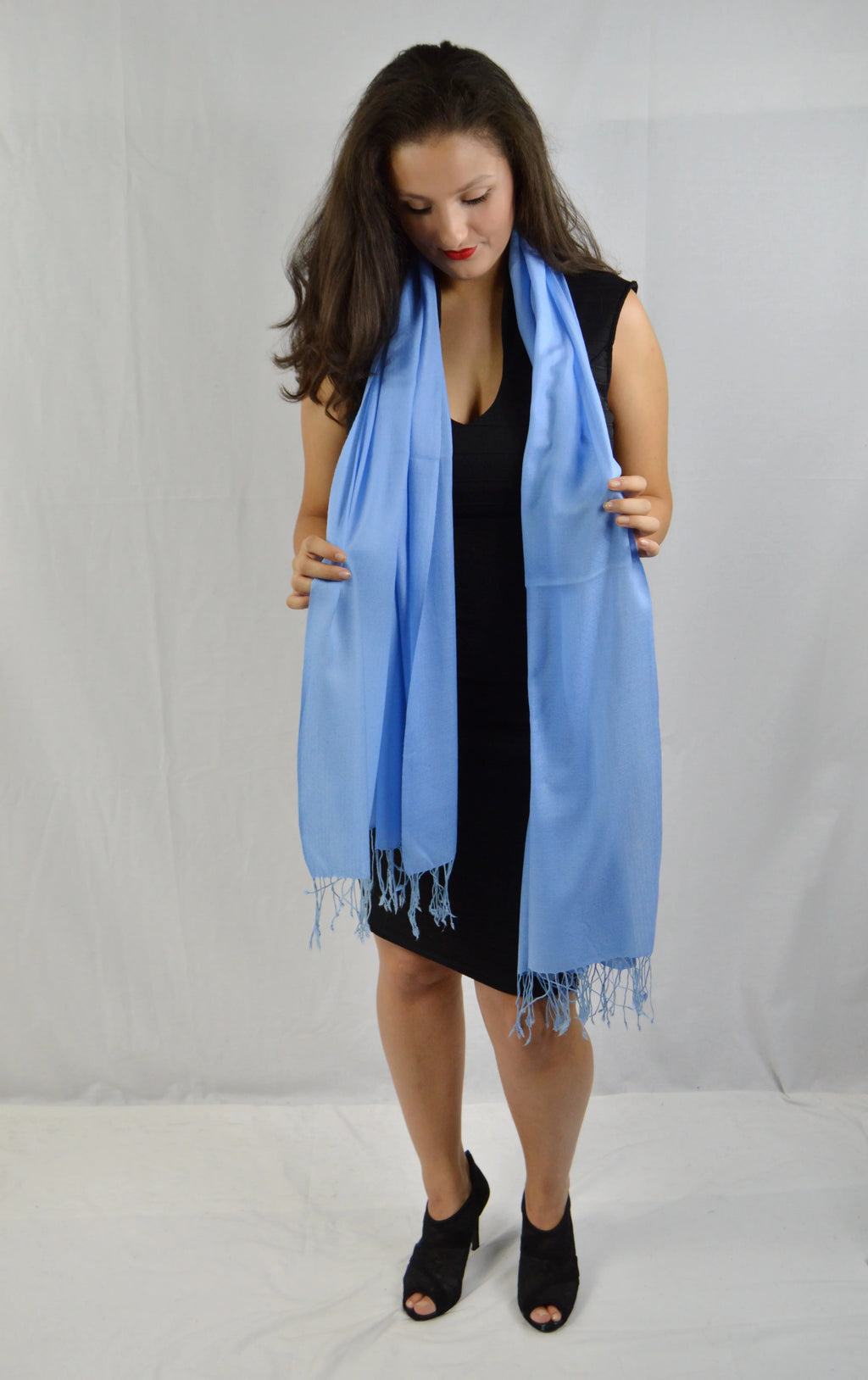Fancy Shawl/Sheer Shawl/Summer Shawl/Water Pashmina Shawl/Light weight Shawl/Evening Shawl/Pashmina Shawl/Scarf/Scarves (Sea Blue Regular Shawl)