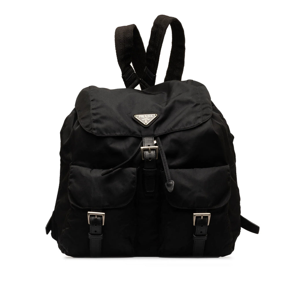 Pre-Owned Authenticated Prada Tessuto Backpack Nylon Fabric Black Unisex (Fair)