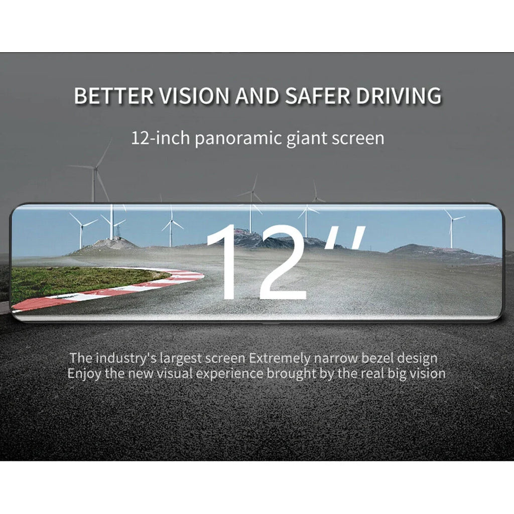 Ele-mall 4K Car Mirror Dash Cam 12" Dual Camera Front and Rear Backup Camera Super Night Vision, Parking Monitoring, Reversing Assistance