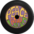2018 2019 Wrangler  Backup Camera Peace and Love Heart Hippie Bus Spare Tire Cover for Jeep  33 Inch