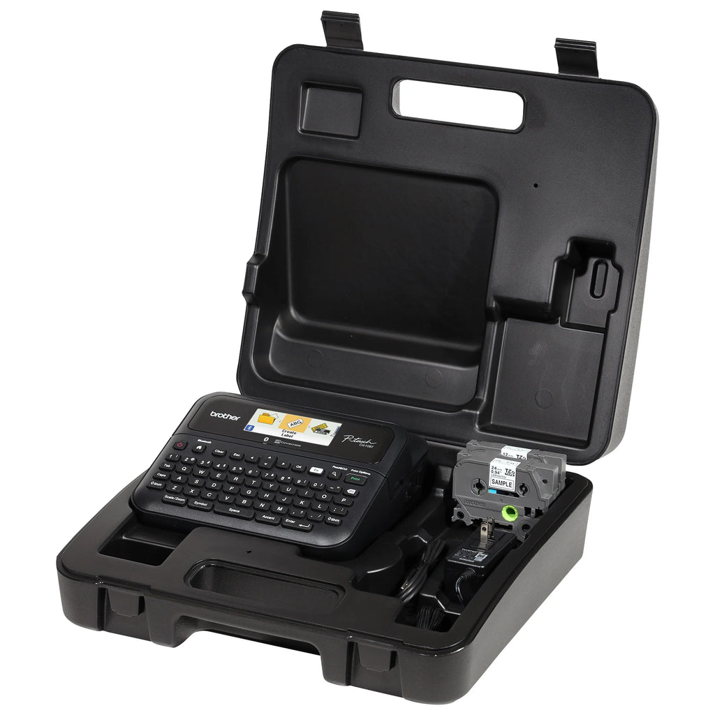 Brother -touch Business Professional Connected Label Maker - with Bluetooth® Connectivity, includes carry case and 4m Black Print on Clear Sample Label Tape ~1/2” (12mm).
