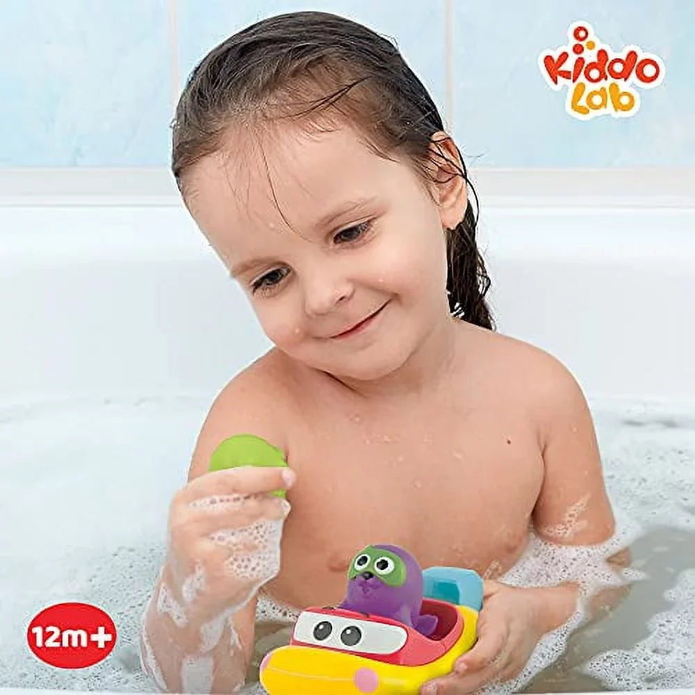 KiddoLab Pull ' Go Boat Seat - Bath Toys for Boys & Girls - Toy Boats for Babies, Kids & Toddlers - Bathtub & Pool Playtime Floating Accessories - Child-Safe & Durable Plastic, No Batteries Needed