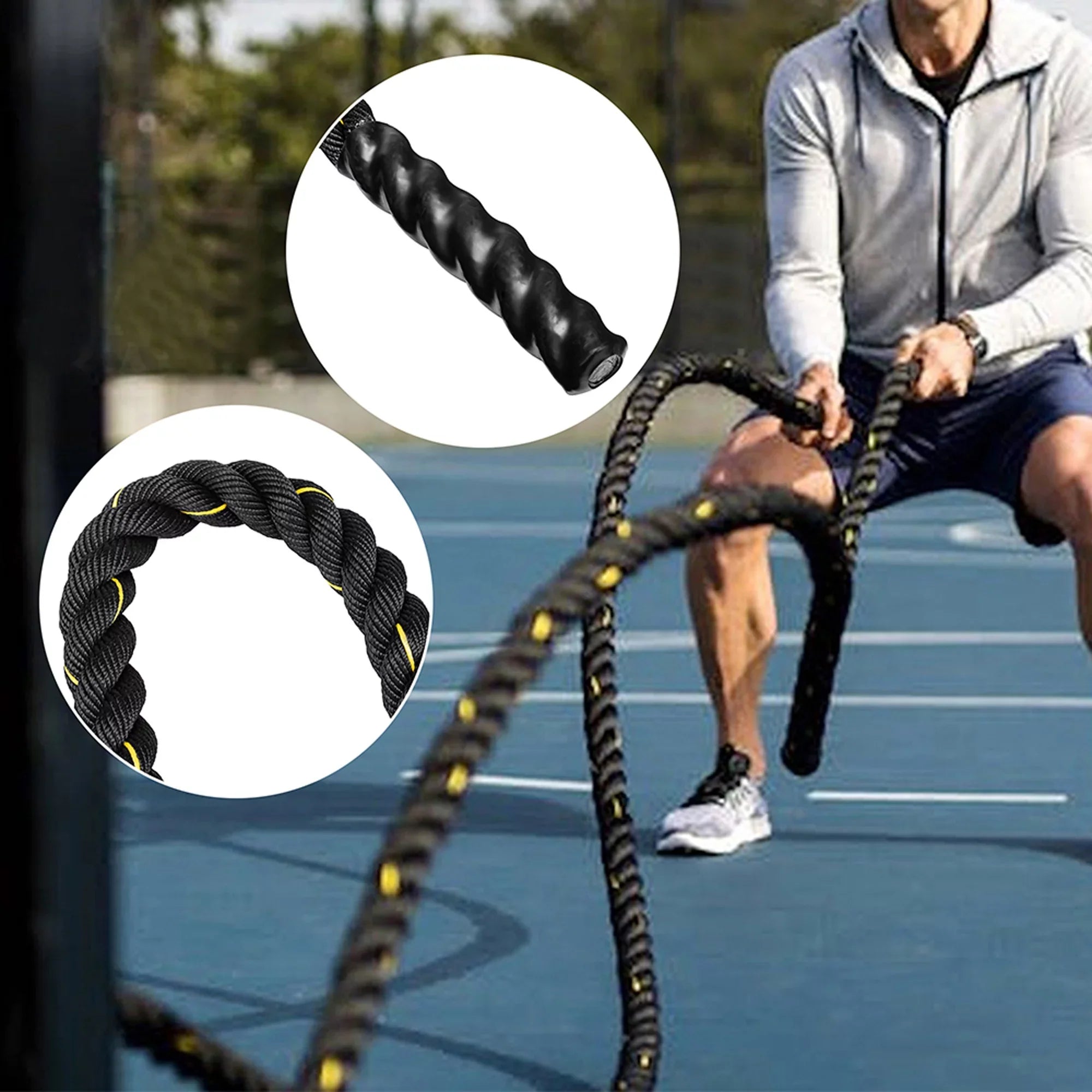 49.2ft Length, Heavy Jump Rope Skipping Rope Workout Battle Ropes Total Body Workouts Power Improve Strength Building Muscle for Mens/Womens