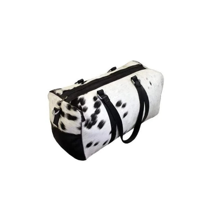American Style Black & White Large Duffle Bag Cowhide Men Leather Duffle Bag Travel, Sports & Gym Luggage Bag