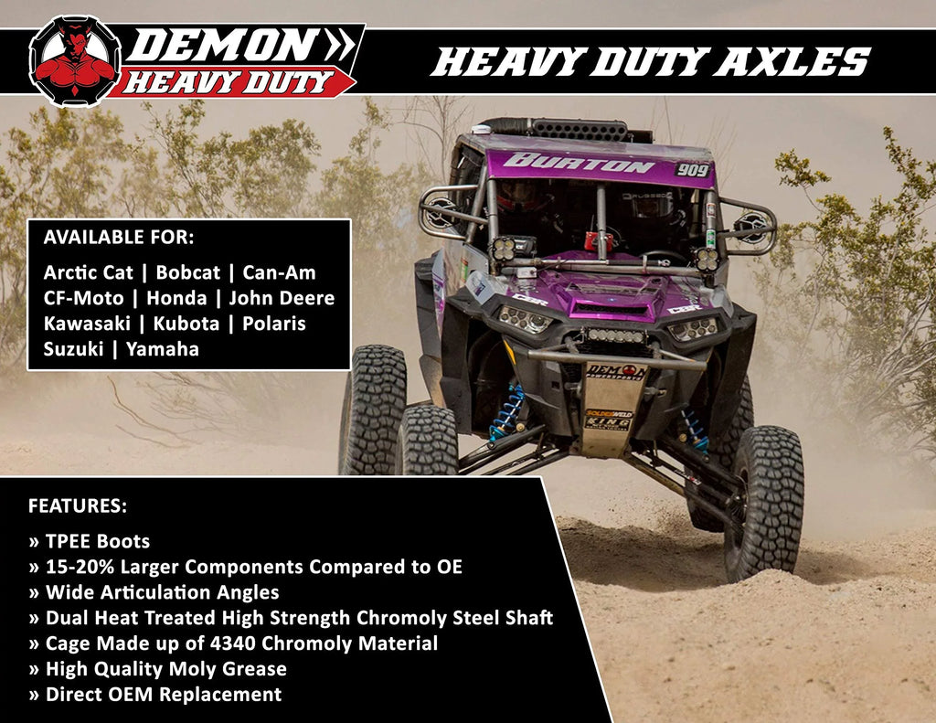 Demon Powersports Front Right Heavy Duty Lift Kit Axle (2006-21) Can Am Renegade/Outlander, Unique Boot On Terrain for Heat Reduction, 47 Degrees Larger Swing Angles (4”/6”(Gen2) Super  Lift Kit)