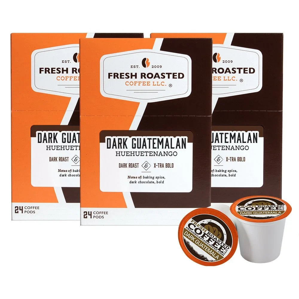 Fresh Roasted Coffee, Dark Guatemalan Huehuetenango Coffee Pods, Dark Roast, -cup Compatible, 72 Count