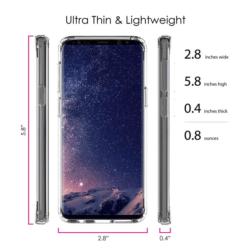 DistinctInk Clear Shockproof Hybrid Case for Samsung Galaxy  (5.8" Screen) -  Bumper, Acrylic Back, Tempered Glass Screen Protector - Faith / Hope / Love - Black & White - Christ