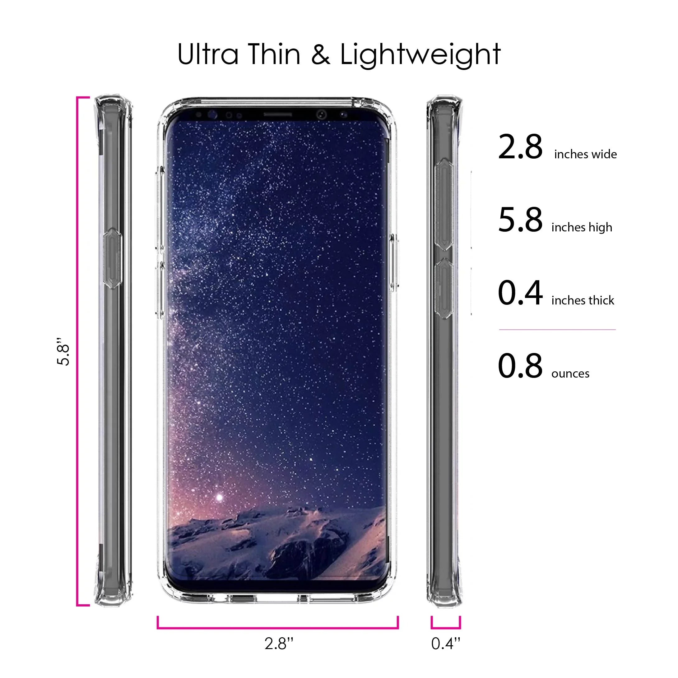 DistinctInk Clear Shockproof Hybrid Case for Samsung Galaxy  (5.8" Screen) -  Bumper, Acrylic Back, Tempered Glass Screen Protector - Faith / Hope / Love - Black & White - Christ