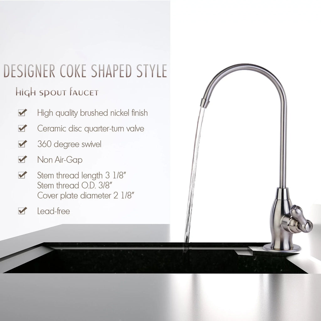 iSpring - Heavy Duty Reverse Osmosis, High Spout Kitchen Bar Sink Drinking Water, Contemporary  Faucet, Brushed Nickel