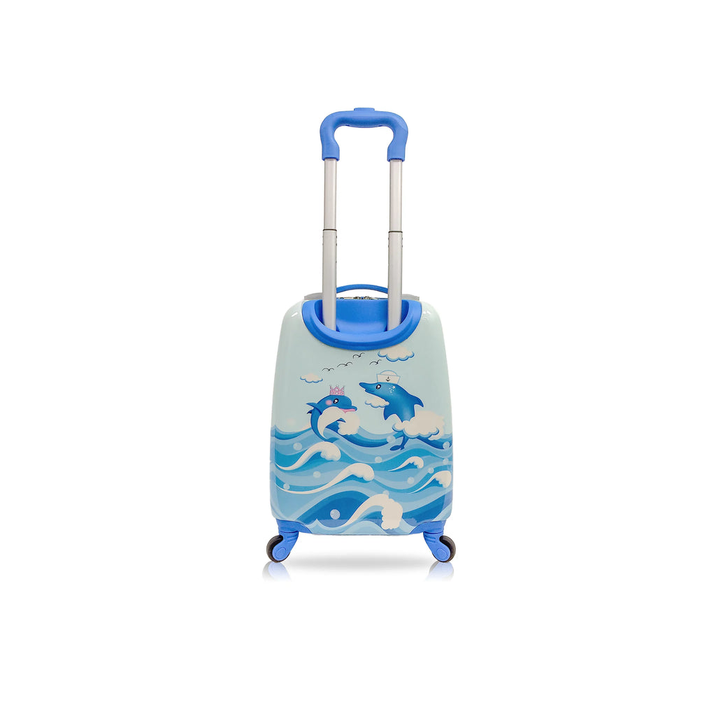 Tucci Chirpy Dolphin Hardside Kids 18" Carry on Suitcase Lightweight Luggage With Wheels for Kids
